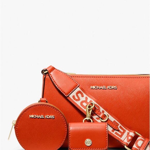 New Michael Kors Jet Set Travel Small Crossbody with Tech Attachment Red Clay - Picture 2 of 4